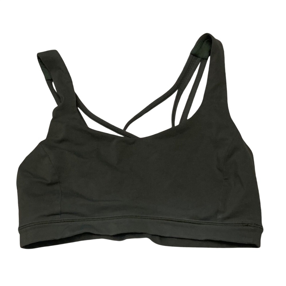 Lululemon Free To Be Wild Sports Bra Dark Green Strappy Back Yoga Gym Bra 6 - Picture 1 of 5